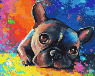 Bunte Bulldoggenmalerei durch Zahlen