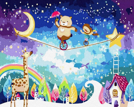 Märchenhafte Zirkusmalerei nach Zahlen