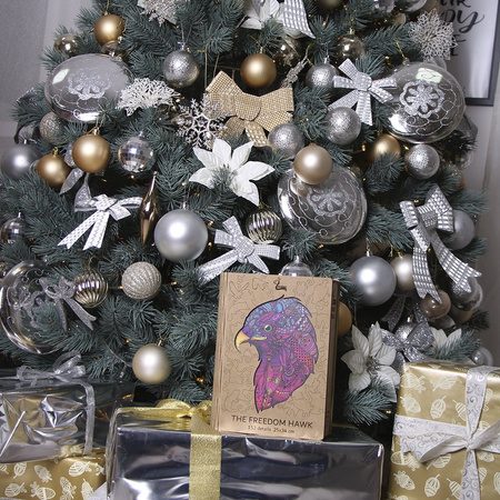 Holzpuzzle Der Freiheitsfalke mit tierischen Elementen 152 stk. 34x25cm