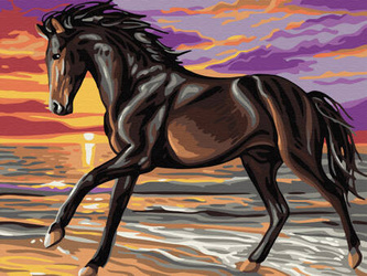 Diamantstickerei ohne Rahmen Bucephalus das Pferd auf der Flucht 30x40 Diamantmosaik 5D