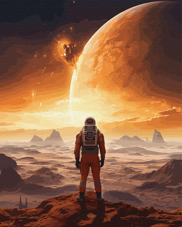 Ein Astronaut blickt auf einen fremden Planeten Malen Nach Zahlen