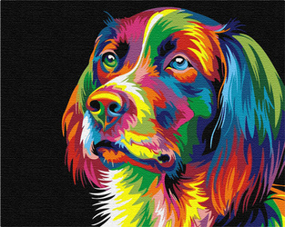 Kleiner Hund buntes einfaches Malen durch Zahlen