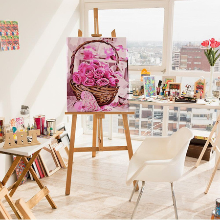 Ein Korb voller Rosen Malen nach Zahlen