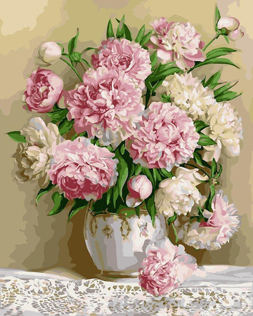 Strauß Pfingstrosen, malen nach Zahlen