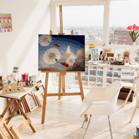 Marienkäfer auf Löwenzahn Malen nach Zahlen