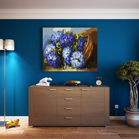 Blaue Blumen im Korb Malen nach Zahlen