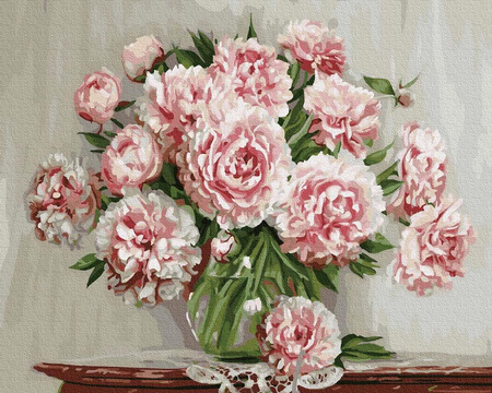 Üppige Pfingstrosen Malen nach Zahlen