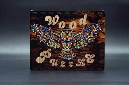 WOOD PUZLE Holzpuzzle Eule 155 Stk. Größe 476-266 mm
