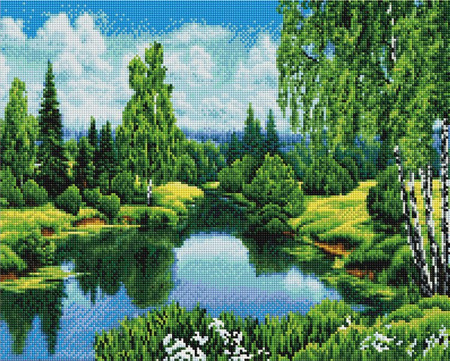 Kreatives Set Diamond Mosaic Summer am Fluss 40cm * 50cm,