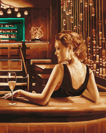 Die Dame hinter der Bar. Malen nach Zahlen