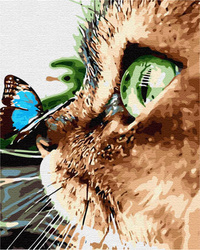 Katze und Schmetterling Malen Nach Zahlen