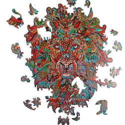 HOLZPUZZLE Holzlöwenpuzzle mit Tierelementen 127 Stk. Größe 316x417 mm