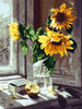 Diamant-Stickerei ohne Rahmen, Sonnenblume auf der Fensterbank, 30 x 40, Diamant-Mosaik 5D