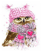 Eule in einem Schal. Malen nach Zahlen