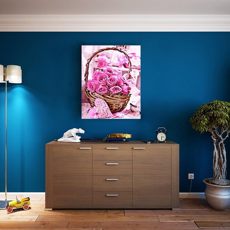 Ein Korb voller Rosen Malen nach Zahlen