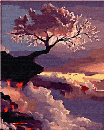 Sakura auf einem Felsen Malen Nach Zahlen