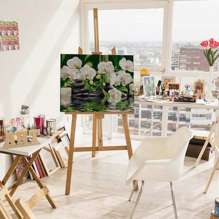 Orchideen in stillem Wasser 30x40 Malen nach Zahlen