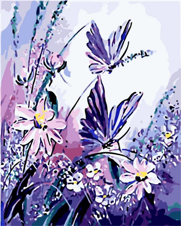 Schmetterling auf Blumen Malen nach Zahlen