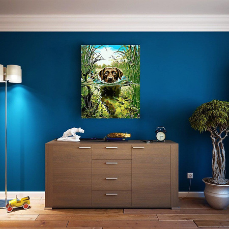 Hund im Wasser Malen nach Zahlen