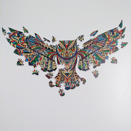 WOOD PUZLE Holzpuzzle Eule 155 Stk. Größe 476-266 mm