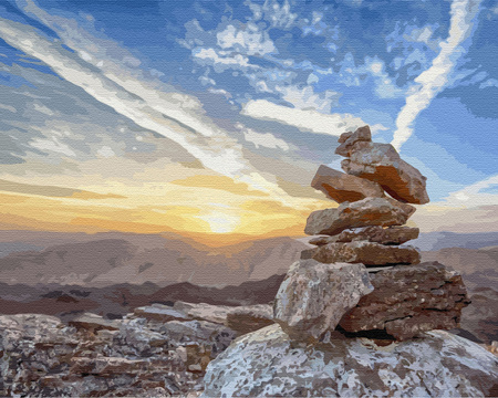 Sonnenuntergang über den Gipfeln Malen Nach Zahlen