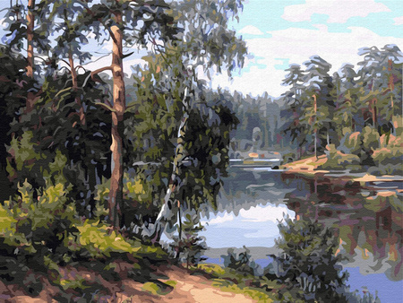 Diamantstickerei ohne Rahmen Wald Fluss Bach 30x40 Diamantmosaik 5D