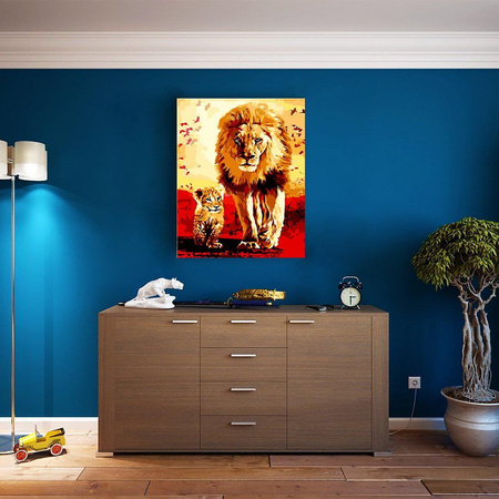 Löwe und Löwenjunges Malen nach Zahlen