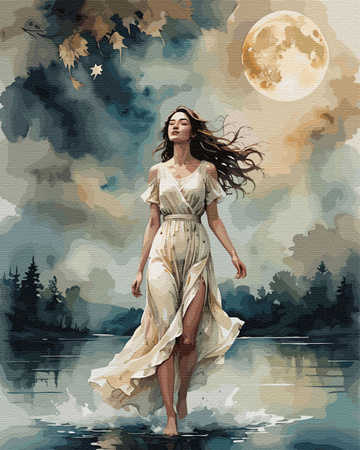 Eine Nachtwanderung im Mondlicht Malen Nach Zahlen