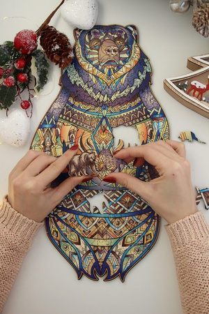 Holzpuzzle Geist des Holzes mit tierischen Elementen 177 stk. 40x24 cm