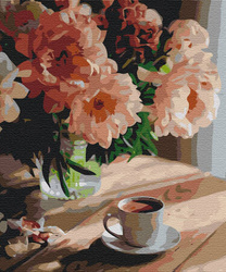 Kaffee mit dem Duft von Pfingstrosen Malen Nach Zahlen