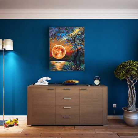 Mond über dem See Malen nach Zahlen