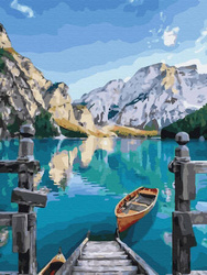 Diamantstickerei ohne Rahmen Boot auf dem See 30x40 Diamantmosaik 5D