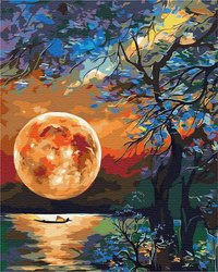 Mond über dem See Malen nach Zahlen