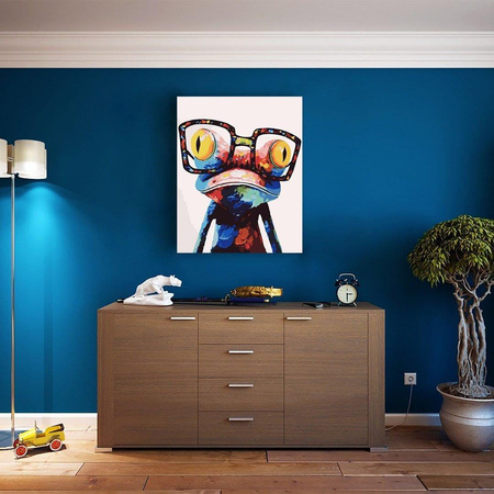 Frosch mit Brille Malen nach Zahlen ohne Rahmen