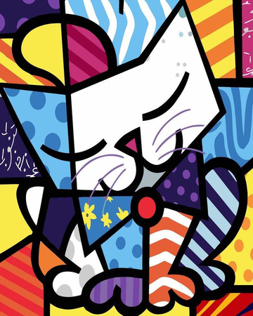 Einfache Malerei des bunten Kätzchens durch Zahlen