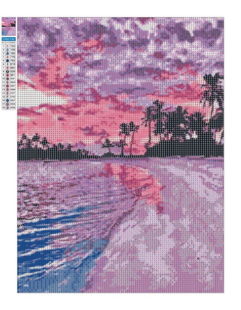 Diamantstickerei ohne Rahmen Rosa Sonnenuntergang 30x40 Diamantmosaik 5D