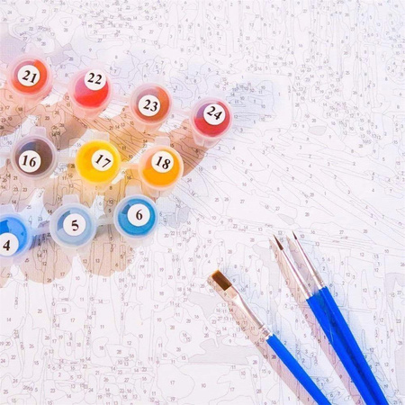 Regenbogenkatze mit Schmetterlings Malen nach Zahlen ohne Rahmen