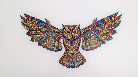 WOOD PUZLE Holzpuzzle Eule 155 Stk. Größe 476-266 mm