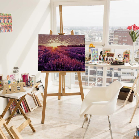 Sonnenuntergang über einem 50x65 Lavendelfeld, das durch Zahlen malt