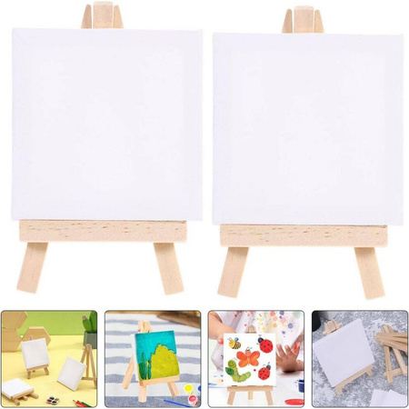 2x kleine Staffelei + 2x Mini-Malleinwand 7x7cm