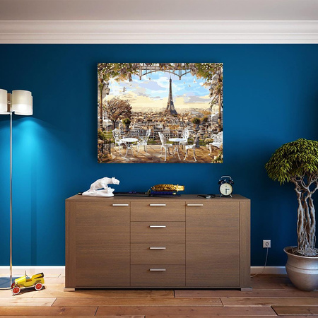 Café mit Blick auf den Eiffelturm Malen Nach Zahlen