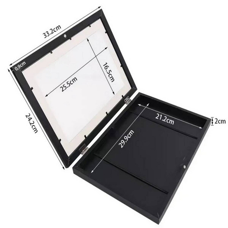 Künstlerischer Rahmen für Bilder und Fotos für Kinder, aus Holz, aufklappbar, weiß, A4, 34 x 25 cm