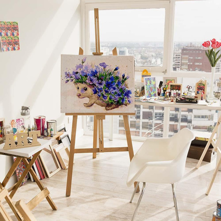 Igel und Kornblumen Malen nach Zahlen