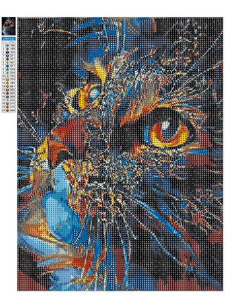 Diamant-Stickerei ohne Rahmen, magische Katze, 30 x 40, Diamant-Mosaik 5D