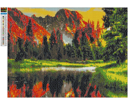 Diamantstickerei ohne Rahmen Berglandschaft 30x40 Diamantmosaik 5D