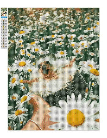 Diamantstickerei ohne Rahmen Igel in Gänseblümchen 30x40 Diamantmosaik 5D