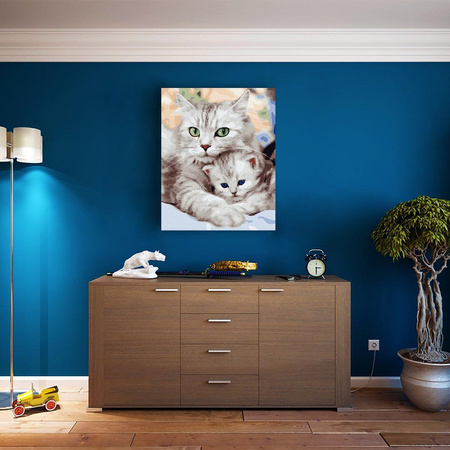 Mama Kitty mit Kätzchen Malen Nach Zahlen