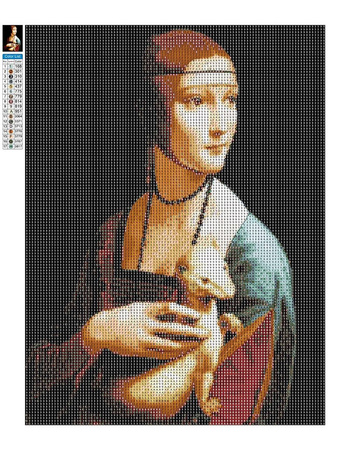 Diamantstickerei ohne Rahmen Dame mit Hermelin. Leonardo da Vinci 30x40 Diamantmosaik 5D