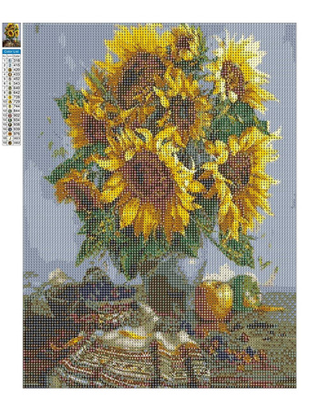 Diamant-Stickerei ohne Rahmen, Sonnenblumen und Handtuch, 30 x 40, Diamant-Mosaik 5D