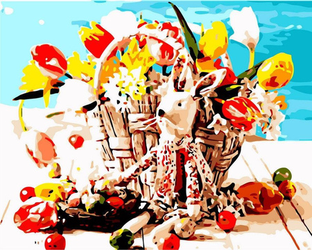 Osterhase mit Korb Malen Nach Zahlen